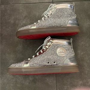 Christain Louboutin  high top embellished sneakers with dust bags